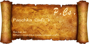 Paschka Csák névjegykártya